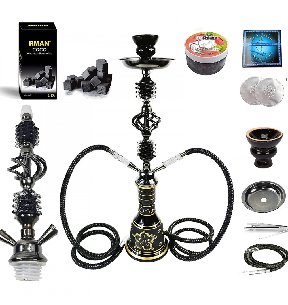 GUARDUU Wasserpfeife Shisha Triangle Creative Shisha Kit Set Mit LED