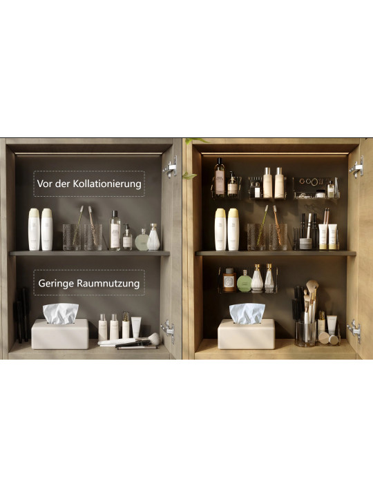 6 Stücke Spiegelschrank Organizer Kunststoff Make up Organizer für Bathroom Schminktisch Desktop Behälter Storage Box zur Aufbewahrung von Pinseln,