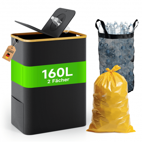 RMAN 160L Gelber Sack Stnder + Pfandflaschen Sammelbehlter mit Deckel  2-in-1
