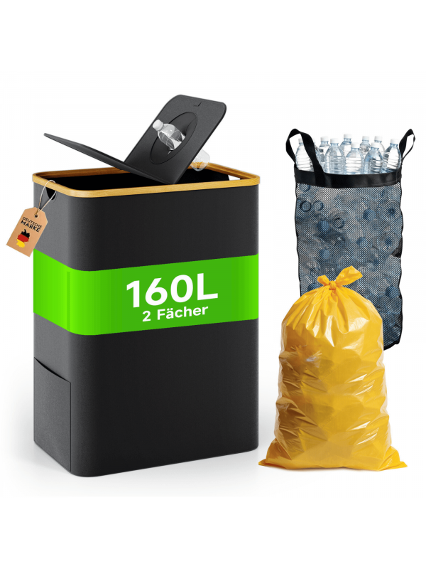 RMAN 160L Gelber Sack Stnder + Pfandflaschen Sammelbehlter mit Deckel  2-in-1