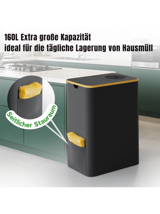 RMAN 160L Gelber Sack Stnder + Pfandflaschen Sammelbehlter mit Deckel  2-in-1