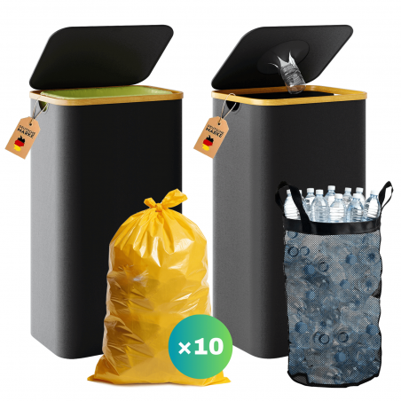 Arpan - Set di 2 bidoni per carta da rifiuti, quadrati, in resina bianca, in plastica resistente, quadrata, ideale per casa, ufficio, hotel