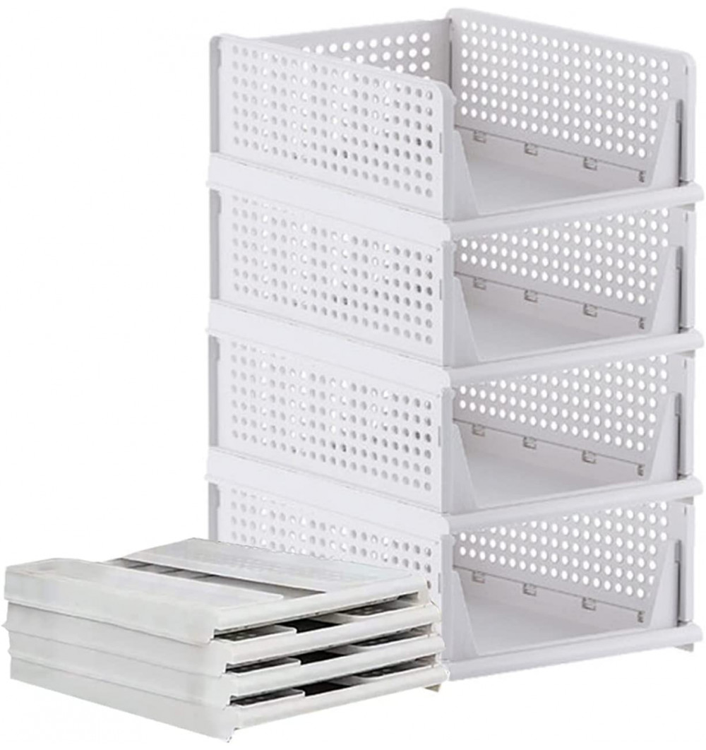 DAJAVE Schrank Organizer 4-tlg - Stapelbare Schubladenboxen 32x43x18cm