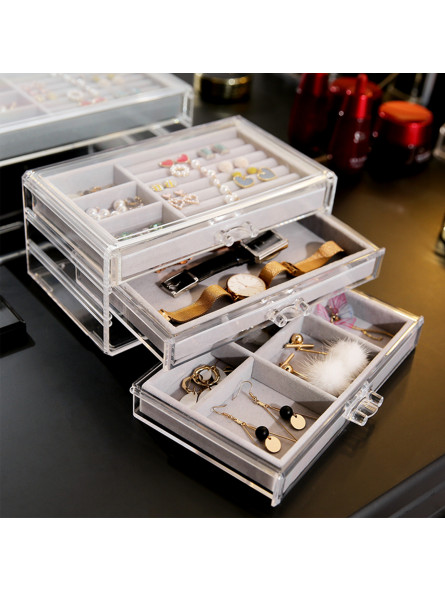 RMAN Schmuckkästchen Organizer für Frauen 3 Ebenen Flanell Schmuckkoffer Schmuckbox für Ringe Ohrringe